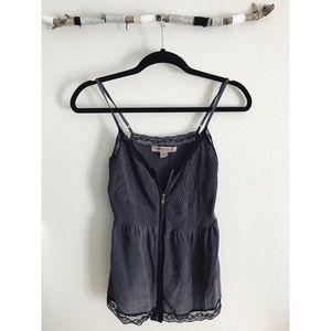 100% Silk and Lace Zip Up Tank